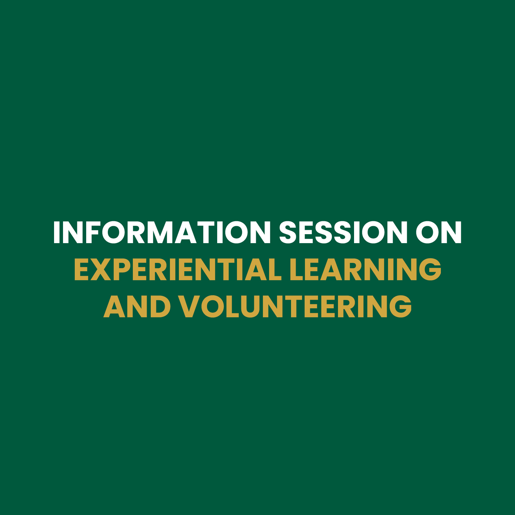 STU Experiential Learning & Volunteering Info Session
